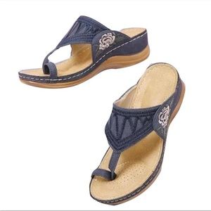 Valinks Embroidery Comfy Wedges Sandals